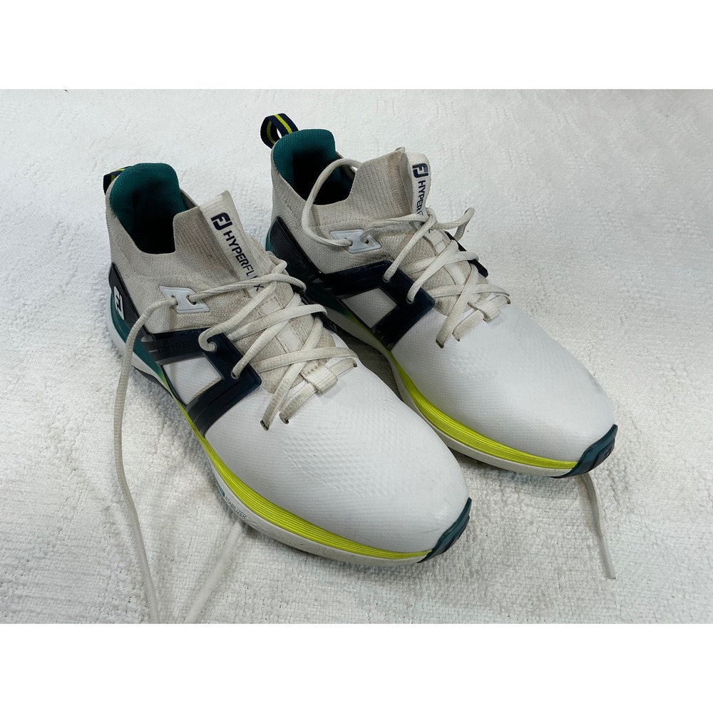 FootJoy HyperFlex Carbon Mens Golf Shoes White Navy Lime Spiked 51075 Size 9 M